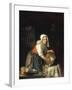 An Interior with a Maid Cleaning Pots-Gabriel Metsu-Framed Giclee Print