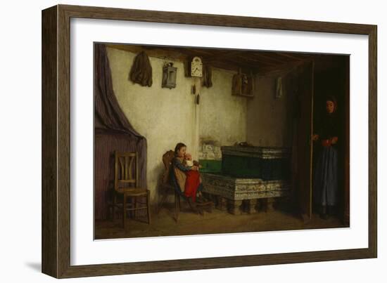 An Interior with a Mother and Children-Albert Anker-Framed Giclee Print