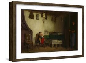 An Interior with a Mother and Children-Albert Anker-Framed Giclee Print