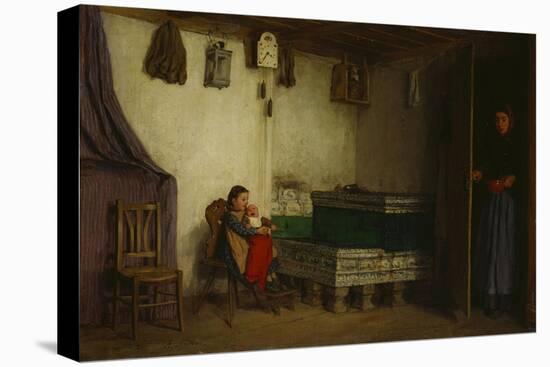 An Interior with a Mother and Children-Albert Anker-Stretched Canvas