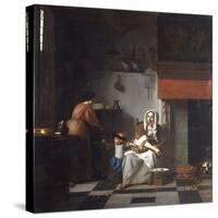 An Interior with a Woman, a Child and a Servant-Pieter de Hooch-Stretched Canvas