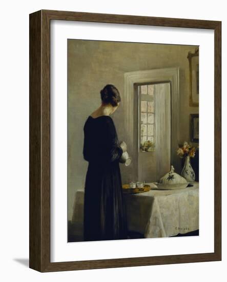 An Interior with a Woman at a Table-Carl Holsoe-Framed Giclee Print