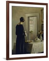 An Interior with a Woman at a Table-Carl Holsoe-Framed Giclee Print