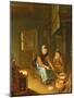 An Interior with a Woman Cooking Pancakes with a Young Boy before a Hearth-Pieter van Slingelandt-Mounted Giclee Print
