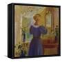 An Interior with a Woman Looking in a Mirror-Anna Kirstine Ancher-Framed Stretched Canvas