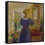 An Interior with a Woman Looking in a Mirror-Anna Kirstine Ancher-Framed Stretched Canvas
