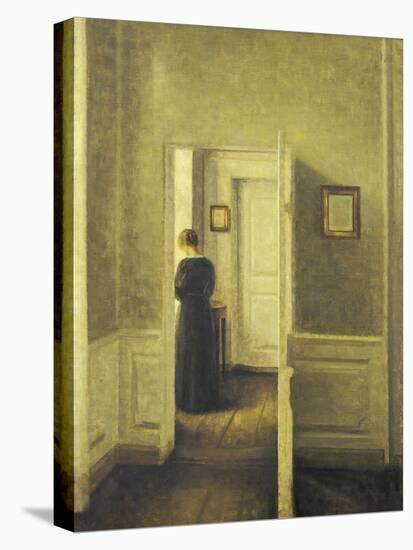 An Interior with a Woman, Painted in 1913-Vilhelm Hammershoi-Stretched Canvas