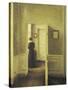 An Interior with a Woman, Painted in 1913-Vilhelm Hammershoi-Stretched Canvas