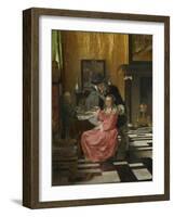 An Interior, with a Woman Refusing a Glass of Wine, C. 1660-null-Framed Giclee Print