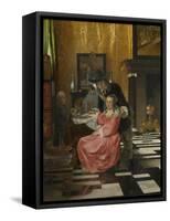 An Interior, with a Woman Refusing a Glass of Wine, C. 1660-null-Framed Stretched Canvas