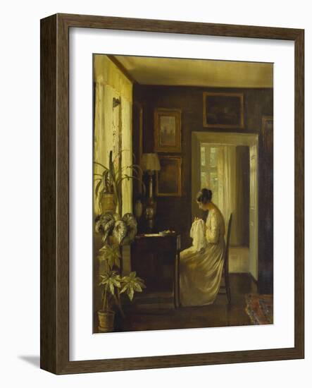 An Interior with a Woman Sewing-Carl Holsoe-Framed Giclee Print