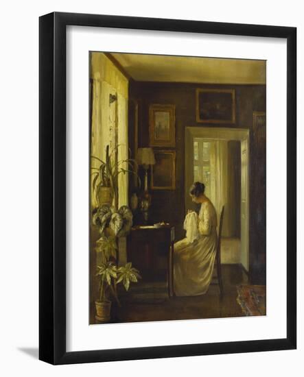 An Interior with a Woman Sewing-Carl Holsoe-Framed Giclee Print