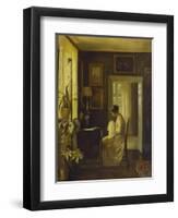 An Interior with a Woman Sewing-Carl Holsoe-Framed Premium Giclee Print