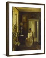 An Interior with a Woman Sewing-Carl Holsoe-Framed Giclee Print