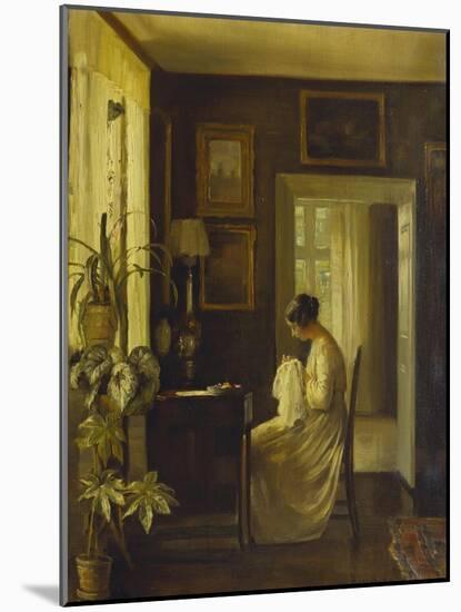 An Interior with a Woman Sewing-Carl Holsoe-Mounted Giclee Print