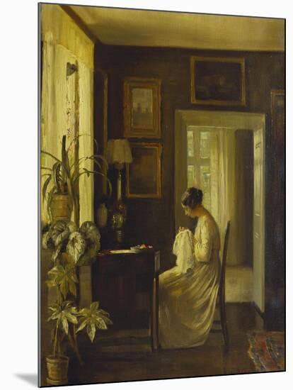 An Interior with a Woman Sewing-Carl Holsoe-Mounted Giclee Print