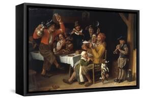 An Interior with Peasants Singing and Dancing Around a Table, 1681-Lambert Doomer-Framed Stretched Canvas