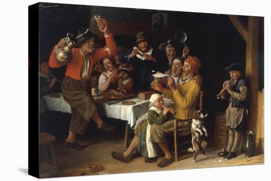 An Interior with Peasants Singing and Dancing Around a Table, 1681-Lambert Doomer-Stretched Canvas