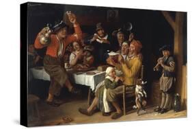 An Interior with Peasants Singing and Dancing Around a Table, 1681-Lambert Doomer-Stretched Canvas