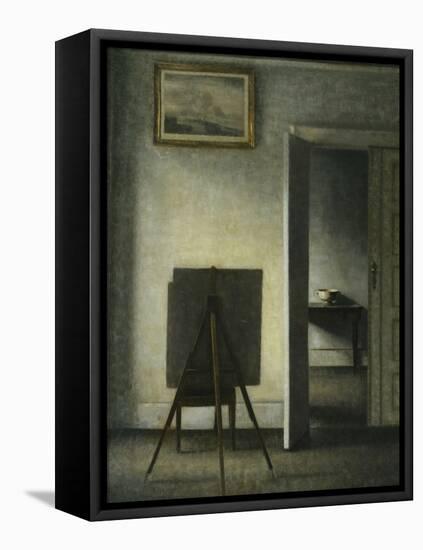 An Interior with the Artist's Easel-Vilhelm Hammershoi-Framed Stretched Canvas