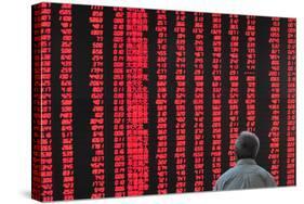 An Investor Looks at an Electronic Board Showing Stock Information, Shanxi Province-Stringer Shanghai-Stretched Canvas
