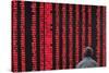 An Investor Looks at an Electronic Board Showing Stock Information, Shanxi Province-Stringer Shanghai-Stretched Canvas