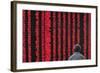 An Investor Looks at an Electronic Board Showing Stock Information, Shanxi Province-Stringer Shanghai-Framed Photographic Print