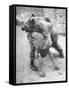 An Iranian Performace of a Man Wrestling a Bear in Public-Dmitri Kessel-Framed Stretched Canvas