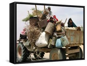 An Iraqi Family and Their Sheep Ride on Their Tractor to Fetch Water Outside the Town of Najaf-null-Framed Stretched Canvas