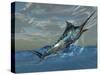 An Iridescent Blue Marlin Bursts from Ocean Waters-Stocktrek Images-Stretched Canvas