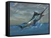 An Iridescent Blue Marlin Bursts from Ocean Waters-Stocktrek Images-Framed Stretched Canvas