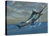 An Iridescent Blue Marlin Bursts from Ocean Waters-Stocktrek Images-Stretched Canvas