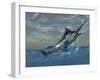 An Iridescent Blue Marlin Bursts from Ocean Waters-Stocktrek Images-Framed Premium Photographic Print