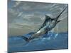 An Iridescent Blue Marlin Bursts from Ocean Waters-Stocktrek Images-Mounted Premium Photographic Print