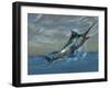 An Iridescent Blue Marlin Bursts from Ocean Waters-Stocktrek Images-Framed Photographic Print