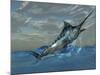 An Iridescent Blue Marlin Bursts from Ocean Waters-Stocktrek Images-Mounted Photographic Print