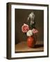 An Iris and Three Roses in an Earthenware Pot, 17Th Century (Oil on Wood)-Jacob Foppens Van Es-Framed Giclee Print