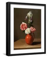 An Iris and Three Roses in an Earthenware Pot, 17Th Century (Oil on Wood)-Jacob Foppens Van Es-Framed Giclee Print