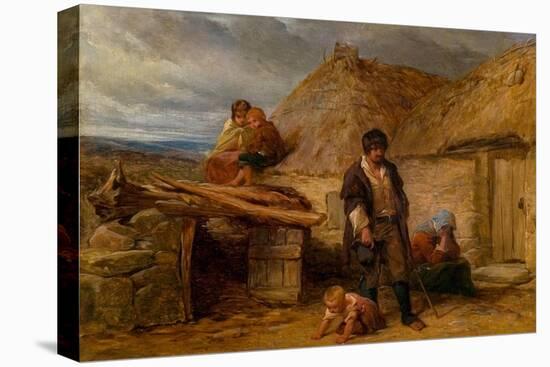 An Irish Eviction, 1850 (Oil on Panel)-Frederick Goodall-Stretched Canvas