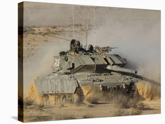 An Israel Defense Force Magach 7 Main Battle Tank in the Negev Desert-Stocktrek Images-Stretched Canvas