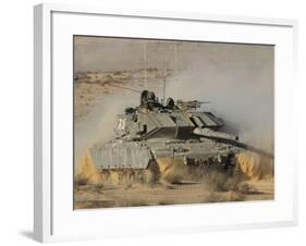 An Israel Defense Force Magach 7 Main Battle Tank in the Negev Desert-Stocktrek Images-Framed Photographic Print