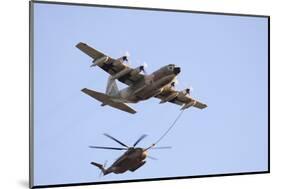 An Israeli Air Force Kc-130H Karnaf Refuels a Ch-53 Yasur Helicopter-Stocktrek Images-Mounted Photographic Print