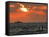 An Israeli Warship, Rear, Patrols on the Horizon as Palestinian Fishermen-null-Framed Stretched Canvas