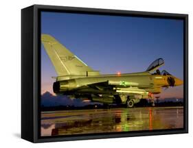 An Italian Air Force Eurofighter Typhoon at Night on Decimomannu Air Base, Italy-Stocktrek Images-Framed Stretched Canvas