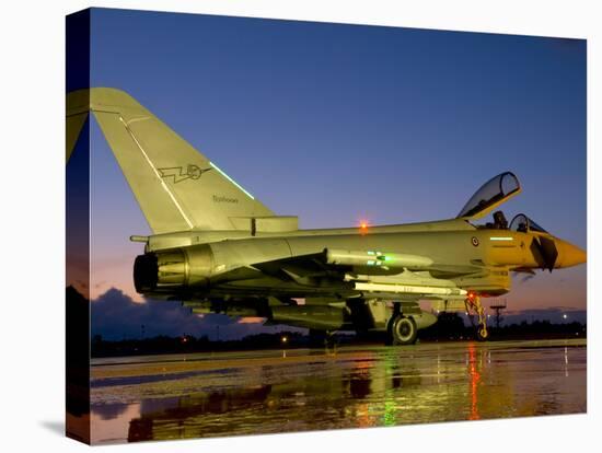 An Italian Air Force Eurofighter Typhoon at Night on Decimomannu Air Base, Italy-Stocktrek Images-Stretched Canvas