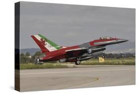 An Italian Air Force F-16 Air Defense Fighter Landing at Trapani Airport, Italy-null-Stretched Canvas