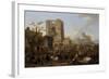 An Italian City View with Figures Dancing the Saltarello, 17Th-18Th Century (Oil on Copper)-Franz Ferg-Framed Giclee Print