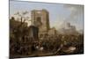 An Italian City View with Figures Dancing the Saltarello, 17Th-18Th Century (Oil on Copper)-Franz Ferg-Mounted Giclee Print