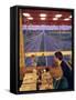 An Italian Couple Take their Supper in One of the Highway-Spanning Restaurant of the Pavesi Chain-Ralph Crane-Framed Stretched Canvas