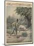 An Italian Farmer and His Truffle-Hunting Pig-null-Mounted Art Print